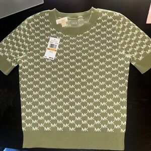 Michael Kors- Khaki Pullover  Logo short sleeve Sweater- Sz  small- NWT